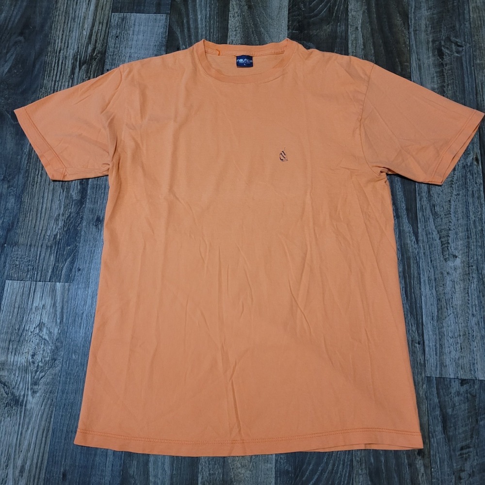Vintage 90s Nautica Logo T Shirt Made In USA Sail Men's Size Large Orange